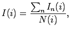 $\displaystyle I(i) = \frac{\sum_n I_n(i)}{N(i)},$